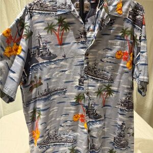 Kalaheo Hawaiian Tropical Men's Casual Shirt - Blue and Gray